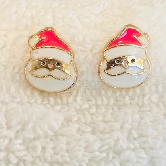 Hypoallergenic Santa Claus Earrings - Red and White - Picture 1 of 2